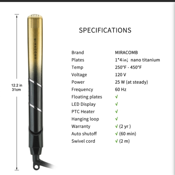 Miracomb Titanium Flat Iron Hair Straightener New/ SEALED - Picture 3 of 10